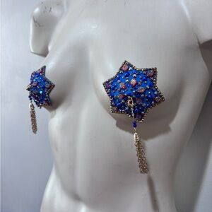 Blue and Gold Rhinestone Pasties